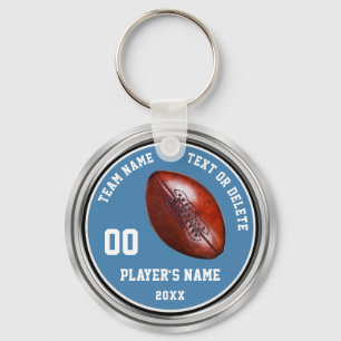 Grey Black, Blue Personalized Football Keychains
