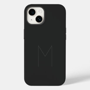 Grey Black Bold Monogram Modern Your Name Initial iPhone 14 Case