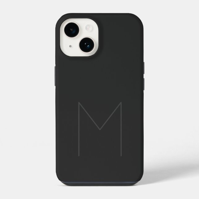 Grey Black Bold Monogram Modern Your Name Initial iPhone Case (Back)