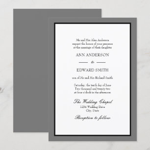 Grey Black Border - Bride Wedding Invitation