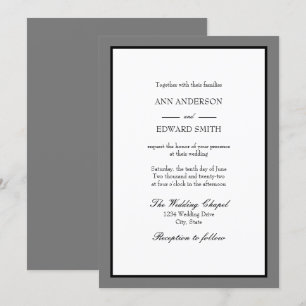 Grey Black Border - Families Wedding Invitation