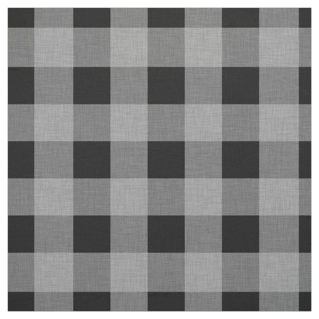 Grey Black Buffalo Plaid | Big Checks | Custom Fabric (Swatch)