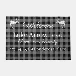 Grey Black Buffaloe Check deer address Doormat