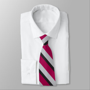 Grey Black & Burgundy University-Striped Tie