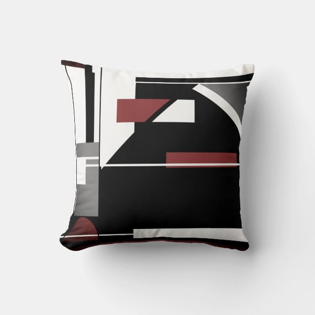 Grey Black Burgundy White Nautical Look Abstract Throw Pillow (Front)