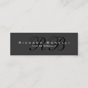 Grey Black Calligraphy Monogram Business Card