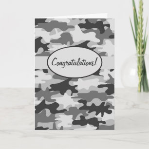 Grey Black Camo Camouflage Congratulations Custom Card
