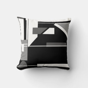 Grey Black Charcoal White Nautical Look Abstract Throw Pillow