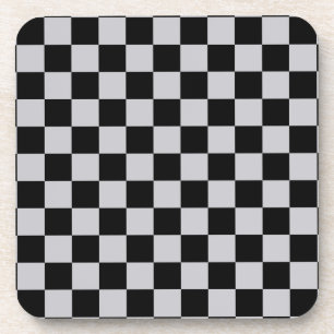 Grey Black Check Pattern Design Coaster