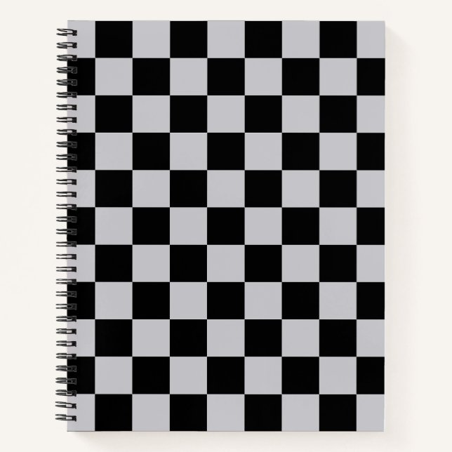 Grey Black Check Pattern Design Notebook (Front)