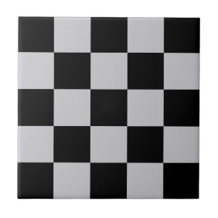 Grey Black Check Pattern Design Tile