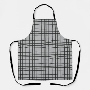 Grey black checkered lines apron