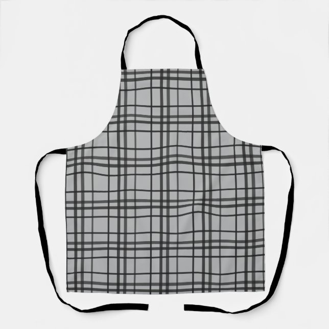 Grey black chequered lines apron (Front)