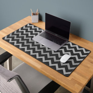 Grey black Chevron Cool retro pattern Desk Mat