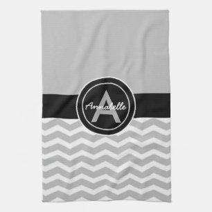 Grey Black Chevron Kitchen Towel