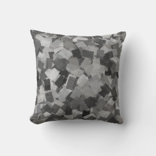 Grey Black Cubism Abstract Pattern Throw Pillow