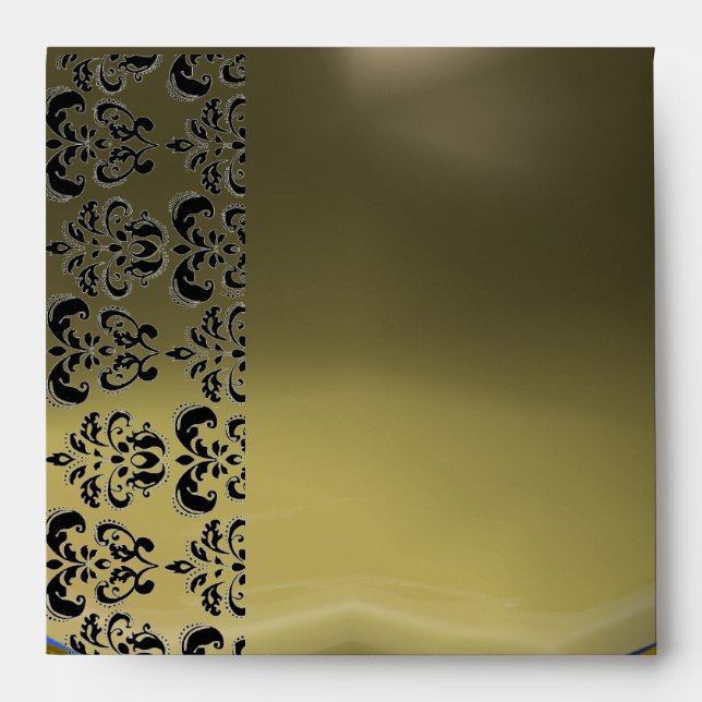 GREY BLACK DAMASK , RED RUBY Gold Envelope (Front)