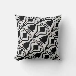 Grey Black Diagonal Abstract Sound Wave Pattern Throw Pillow