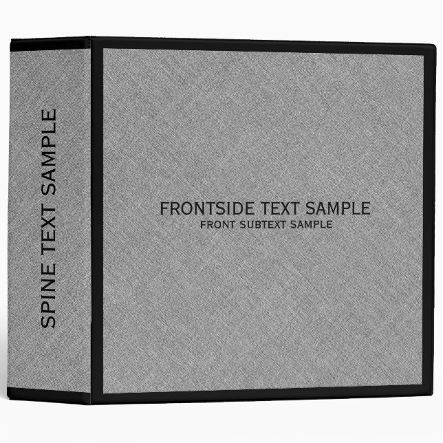 Grey & Black Faux Linen Texture Look Binder (Front/Spine)