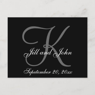 Grey, Black, First Names, Monogram Save the Date Announcement Postcard