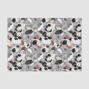 Grey Black Floral Winter Magnolia Tissue Paper