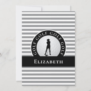 Grey Black For Her Personalized Golfer Thank You Card