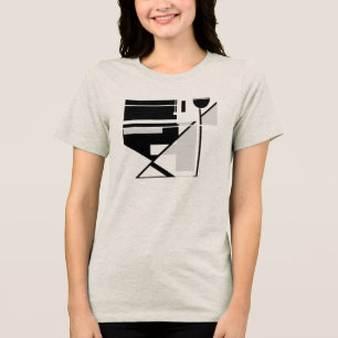 Grey Black Geometric Abstract Art Bold MCM Small Tri-Blend Shirt