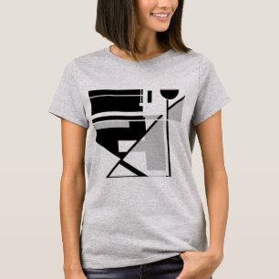 Grey Black Geometric Art MCM-inspired Design T-Shirt