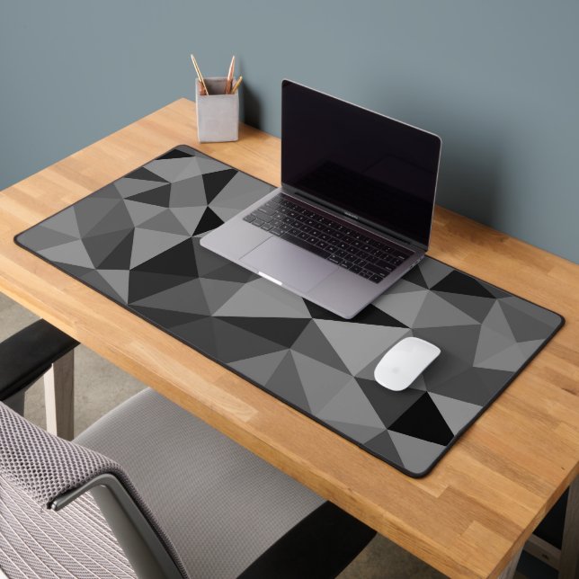 Grey black geometric mesh pattern desk mat (Office 2)