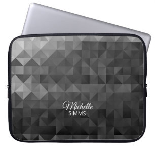 Grey-Black Geometric Pattern and Customization Laptop Sleeve