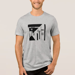 Grey Black Geometric Slanted MCM Abstract Small Tri-Blend Shirt