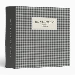 Grey Black Gingham Personalized Family Photo Binder