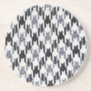 Grey & Black Houndstooth Modern Fabric Texture Coaster
