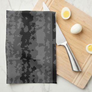 Grey Black Irregular Abstract Pattern Design Kitchen Towel