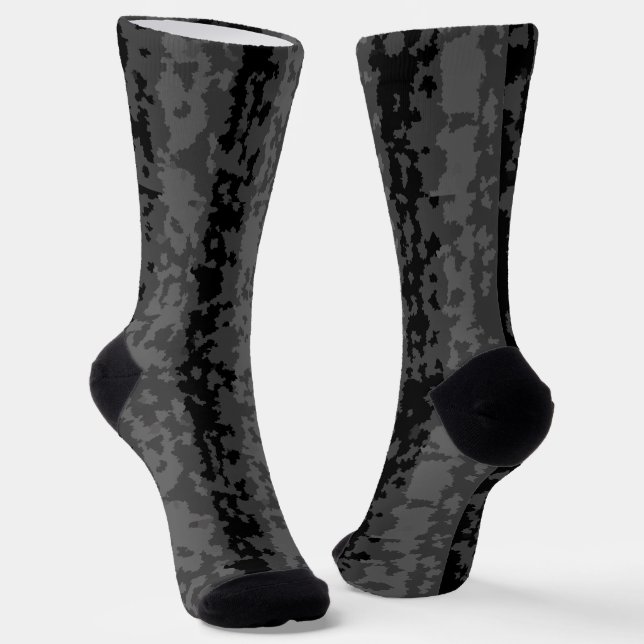 Grey Black Irregular Abstract Pattern Design  Socks (Angled)