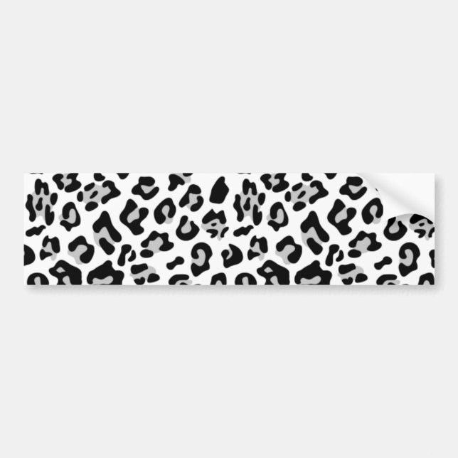Grey Black Leopard Animal Print Pattern Bumper Sticker (Front)