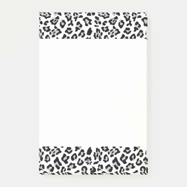 Grey Black Leopard Animal Print Pattern Post-it Notes (Front)