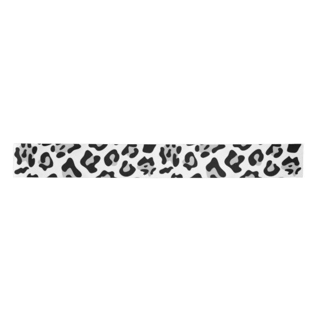 Grey Black Leopard Animal Print Pattern Satin Ribbon (Front)