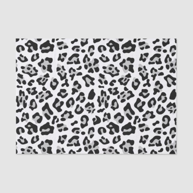 Grey Black Leopard Animal Print Pattern Tissue Paper (Front)