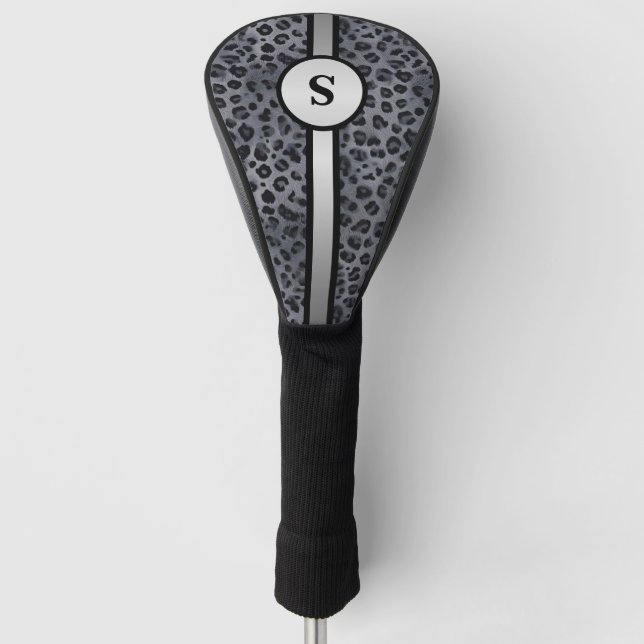  Grey & Black Leopard Golf Head Cover (Front)