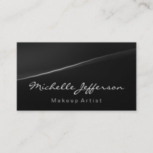 Grey Black Makeup Artist Script Business Card