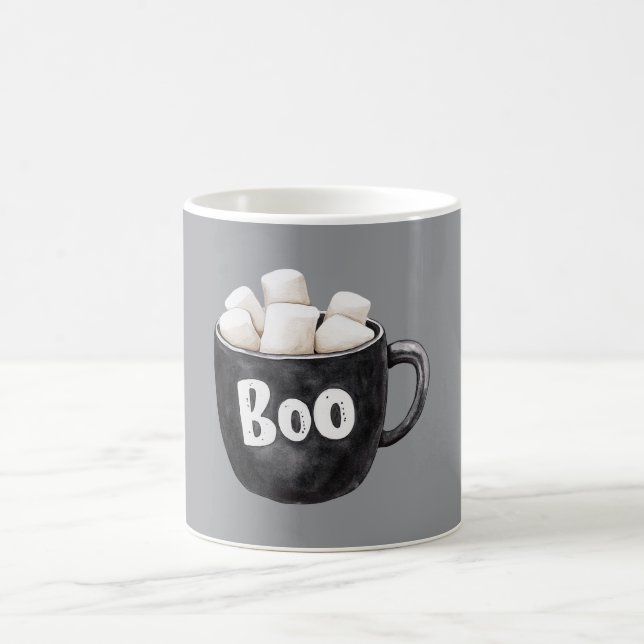 Grey Black Marshmallows Boo Magic Mug (Center)