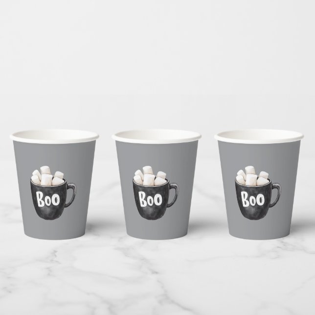 Grey Black Marshmallows Boo Paper Cups (Multi)