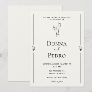 Grey Black Minimalist Wedding Invitation