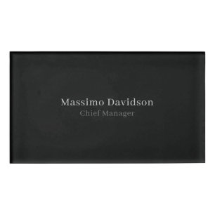 Grey Black Modern Minimalist Simple Serif Font Name Tag