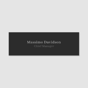Grey Black Modern Minimalist Simple Serif Font Name Tag