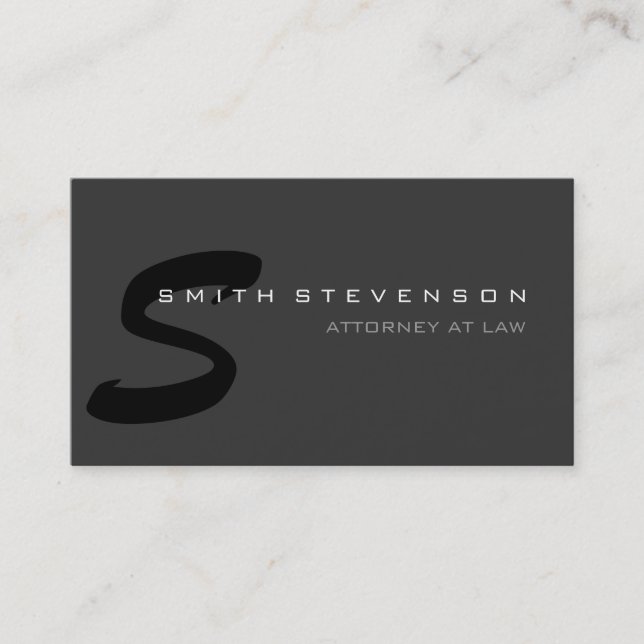 Grey Black Monogram Attorney at Law Business Card (Front)