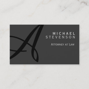 Grey Black Monogram Attorney Lawyer Business Card