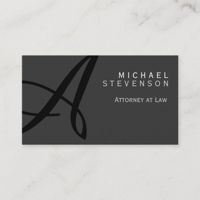 Grey Black Monogram Attorney Lawyer Business Card (Front)