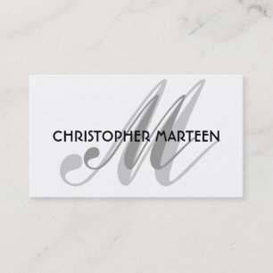 Grey Black Monogram business cards